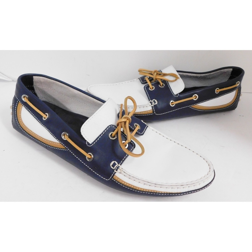 Tods Gommini‎ White Blue Colorblock Driving Loafers sz 9.5